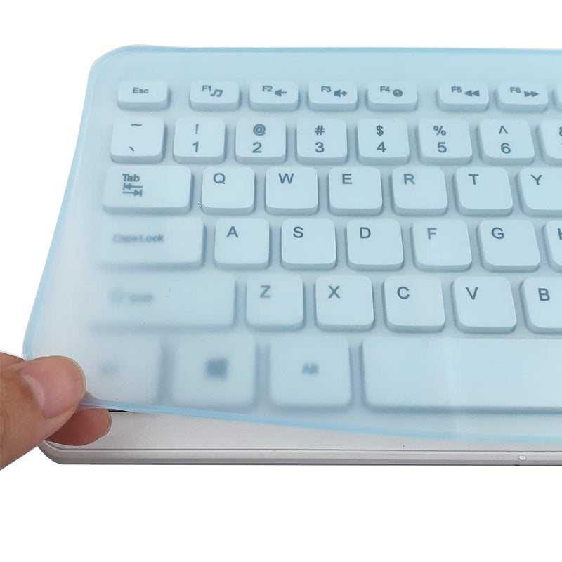 MUBUY-GOL Universal Keyboard Cover Skin for Standard Size PC Computer Desktop Keyboards (17.52" x 5.51"), Clear Waterproof Anti-Dust Silicone-Blue - Image 5